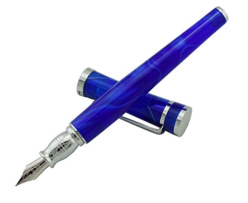 erofa Fuliwen Zelluloid-Füllfederhalter mit Tinten-Nachfüll-Konverter, feine Spitze, modischer blauer Schreibstift von erofa