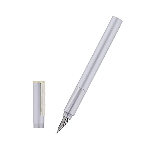 erofa Hongdian H3 Silver Bent Nib Fude Pen, Fine to Broad Size, Glattes Schreibgerät mit Konverter und Metall Stifteetui von erofa