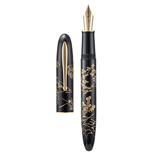 erofa Hongdian N23 Schwarz Hase Füllfederhalter, Iridium Extra Feine Feder Gold Trim, Neujahr Glück Hase Schnitzerei Design, Glatt Schreibstift mit Konverter und Metall Stift Box Set von erofa