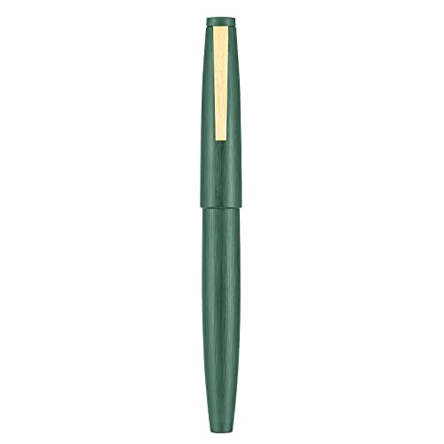 erofa Jinhao 80 Füllfederhalter, Grünfaser, gebürstete Faser, extra feine Spitze mit Konverter und kleiner Stifttasche, Set (goldener Clip) von erofa