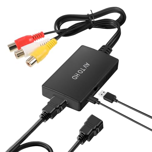 ertlutw Adapter AV auf HDMI Konverter AV Composite Adapter Ausgabe 720p und 1080p Audio Video Adapter für PS2/PS3/Xbox/SNES/N64/STB/VHS/VCR Videorecorder DVD von ertlutw