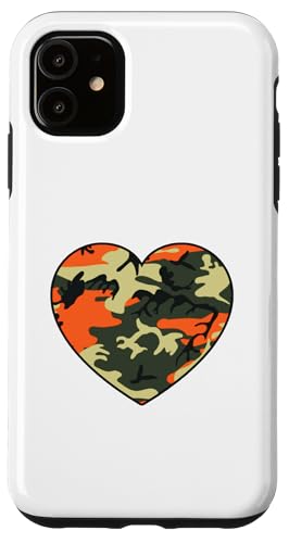 Beige Schwarz Khaki Orange Camo Herz Hülle für iPhone 11 Beige Schwarz Khaki Orange Camo Herz Hülle für iPhone 11 von es designs