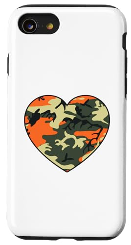 Beige Schwarz Khaki Orange Camo Herz Hülle für iPhone SE (2020) / 7 / 8 von es designs