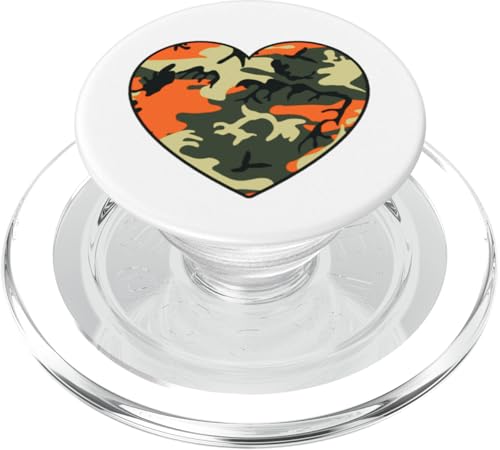 Beige Schwarz Khaki Orange Camo Herz PopSockets PopGrip für MagSafe von es designs