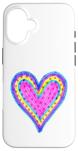 Buntes Herz mit hübschem Muster Hülle für iPhone 16 Buntes Herz mit hübschem Muster Hülle für iPhone 16 von es designs