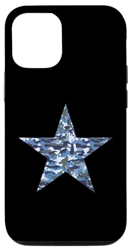 Hülle für iPhone 12/12 Pro Camo Star Blau Khaki Weiß Camouflage von es designs