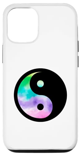 Hülle für iPhone 13 Yin Yang Aquarellkunst, Violett / Rosa / Blau / Grün von es designs
