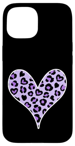 Lila Leopardenmuster Herz Hülle für iPhone 15 Lila Leopardenmuster Herz Hülle für iPhone 15 von es designs