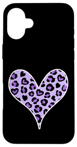 Lila Leopardenmuster Herz Hülle für iPhone 16 Plus Lila Leopardenmuster Herz Hülle für iPhone 16 Plus von es designs