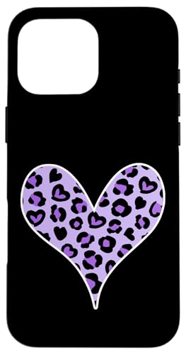 Lila Leopardenmuster Herz Hülle für iPhone 16 Pro Max Lila Leopardenmuster Herz Hülle für iPhone 16 Pro Max von es designs