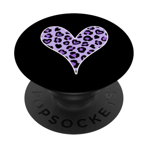 Lila Leopardenmuster Herz PopSockets Klebender PopGrip Lila Leopardenmuster Herz PopSockets Klebender PopGrip von es designs