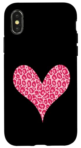Lustiges rosa Leopardenmuster Herz Hülle für iPhone X/XS Lustiges rosa Leopardenmuster Herz Hülle für iPhone X/XS von es designs