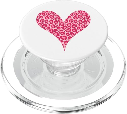Lustiges rosa Leopardenmuster Herz PopSockets PopGrip für MagSafe von es designs