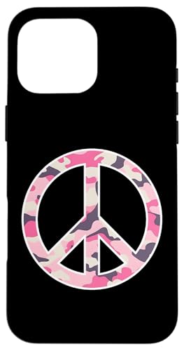 Peace-Zeichen, Camouflage, Rosa Hülle für iPhone 16 Pro Max Peace-Zeichen, Camouflage, Rosa Hülle für iPhone 16 Pro Max von es designs