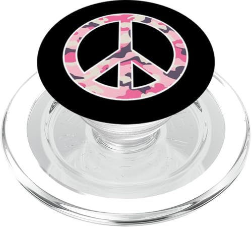 Peace-Zeichen, Camouflage, Rosa PopSockets PopGrip für MagSafe von es designs