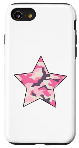 Pink Camo Star Black Umriss Hülle für iPhone SE (2020) / 7 / 8 von es designs