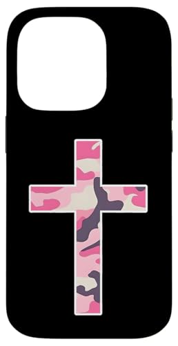 Rosa Camo-Kreuz Hülle für iPhone 14 Pro von es designs