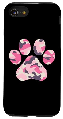 Rosa Camo Pfotenabdruck Hülle für iPhone SE (2020) / 7 / 8 von es designs