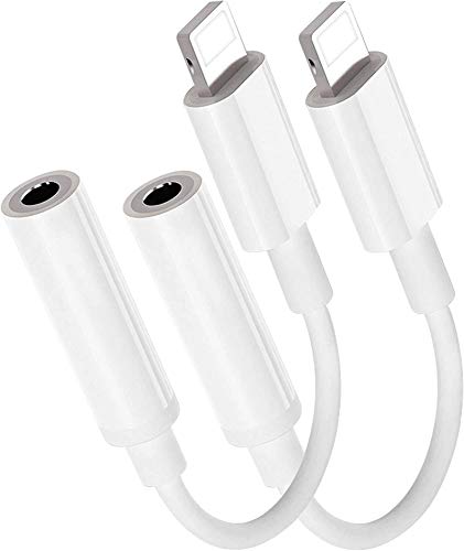 [Apple MFi zertifiziert] 2 Pack Lightning auf 3.5 mm Kopfhöreranschluss-Adapter, für iPhone 3.5 mm Kopfhörer/Kopfhörer, Dongle für iPhone 11/Xs Max/XR/X/8P/8/7P/7/SE, unterstützt iOS 13 und mehr von esbeecables