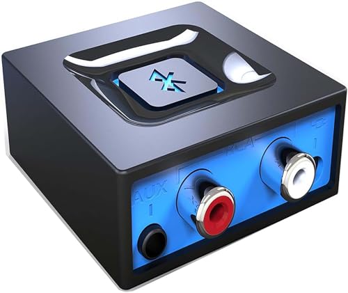 esinkin Kabelloser Bluetooth Audio-Empfänger, Bluetooth-Adapter für PC/Mac/Smartphone/Tablet/AV-Receiver/Stereoanlage, 3.5 mm & Cinch-Eingang, One-Push-Taste(On/Off Taste) von esinkin