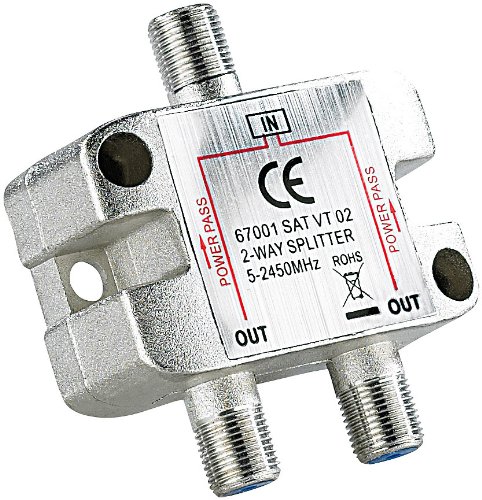 esoSAT Sat Splitter: Sat-Verteiler 2-Fach, 5-2400 MHz, mit Gleichspannungs-Durchgang (Sat weiche, Sat Kabel Verteiler, Fernseher gleichzeitig) von esoSAT
