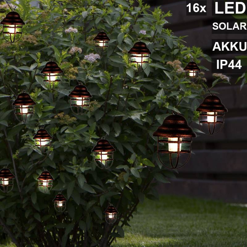 2er Set LED Solar Lichterketten im Laternen Design von etc-shop