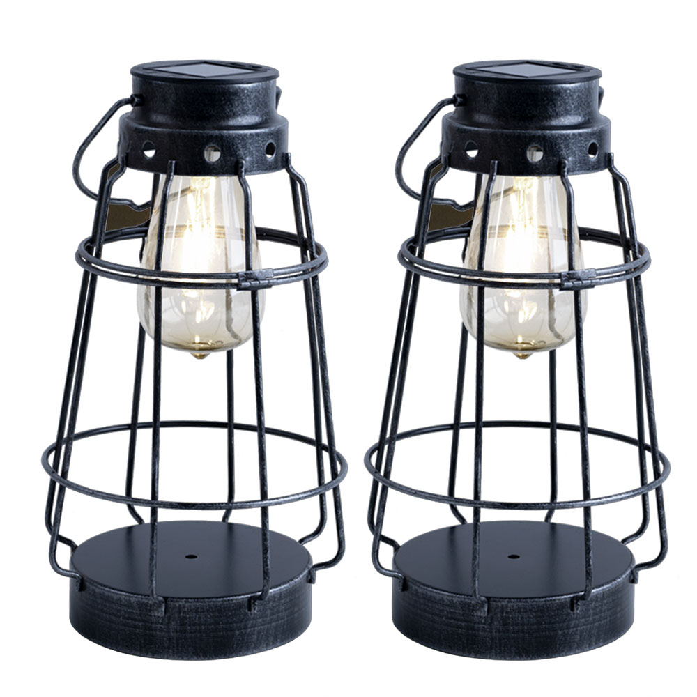 2er Set LED Solarleuchte, Akku, Metall, altsilber, H 27cm 2er Set LED Solarleuchte, Akku, Metall, altsilber, H 27cm von Nowa