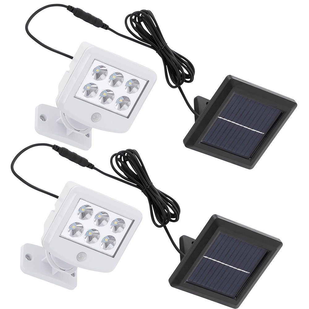 2er Set LED Solarleuchte, weiß, beweglicher Spot, Bewegungsmelder von etc-shop