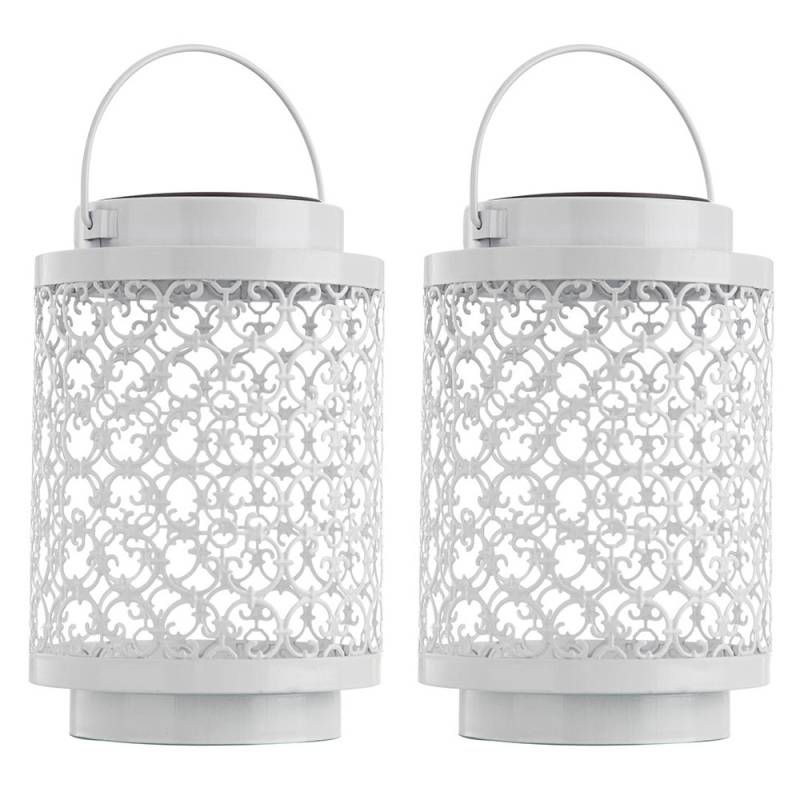 2er Set LED Solarleuchte, weiß, orientalisch, H 18 cm von Nowa