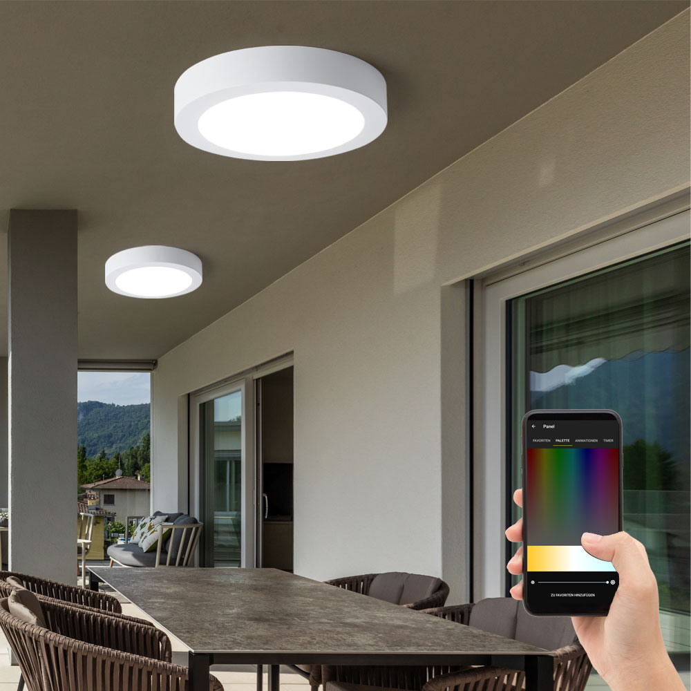 2er Set Smart Home LED Außenleuchte, Alu, weiß, D 22,5 cm von etc-shop