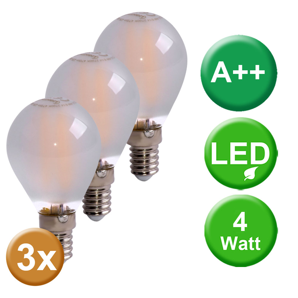 3er Set LED 4 W Filament E14 Leuchtmittel, 400 Lumen von etc-shop