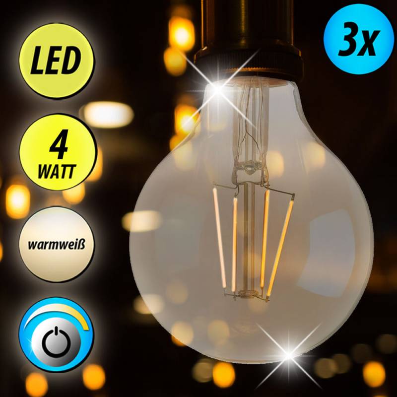 3er Set LED 4 Watt Leuchtmittel Dimmbar mit 280 Lumen und E27 Sockel von etc-shop