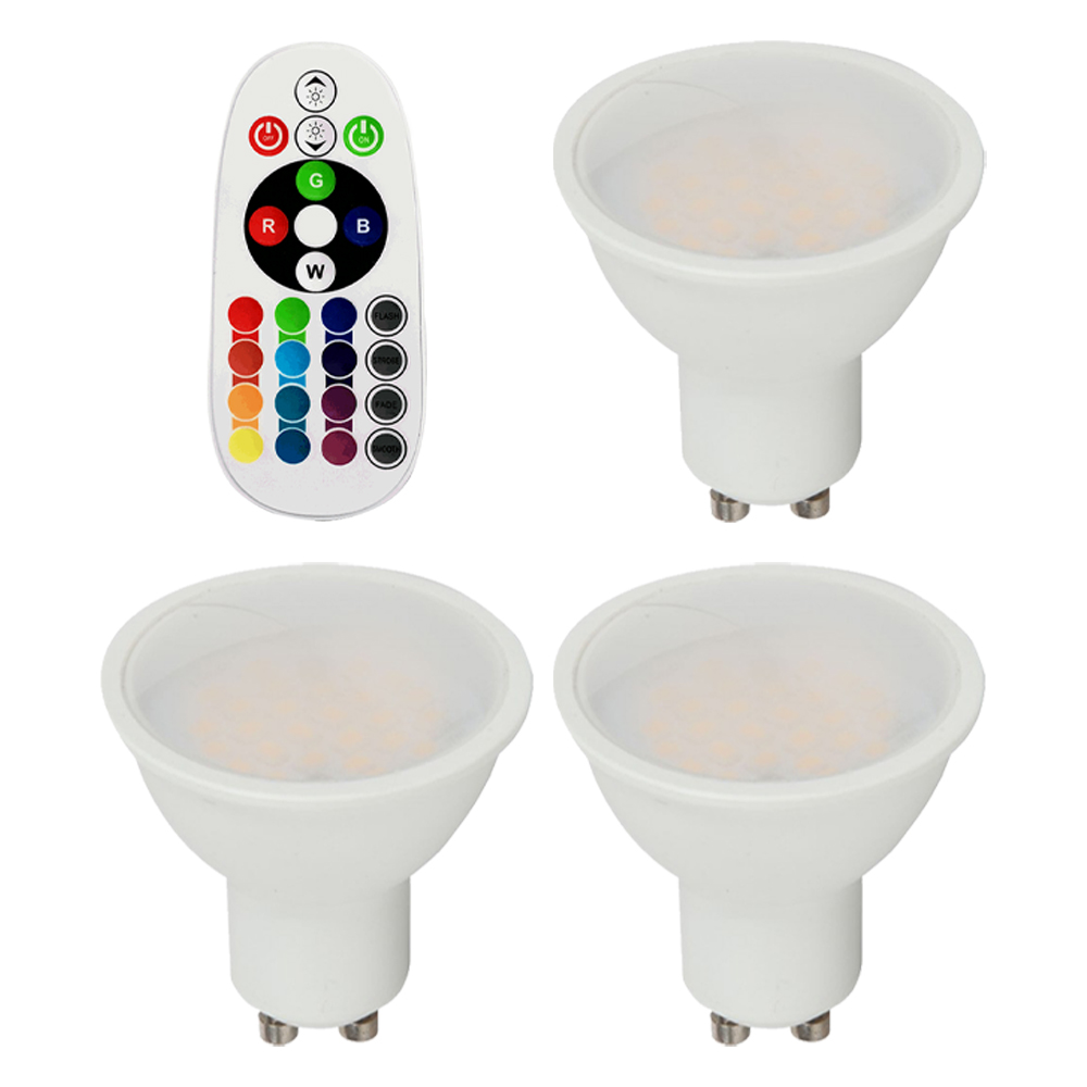 3er Set RGB LED 3,5 Watt Leuchtmittel GU10, Fernbedienung von etc-shop