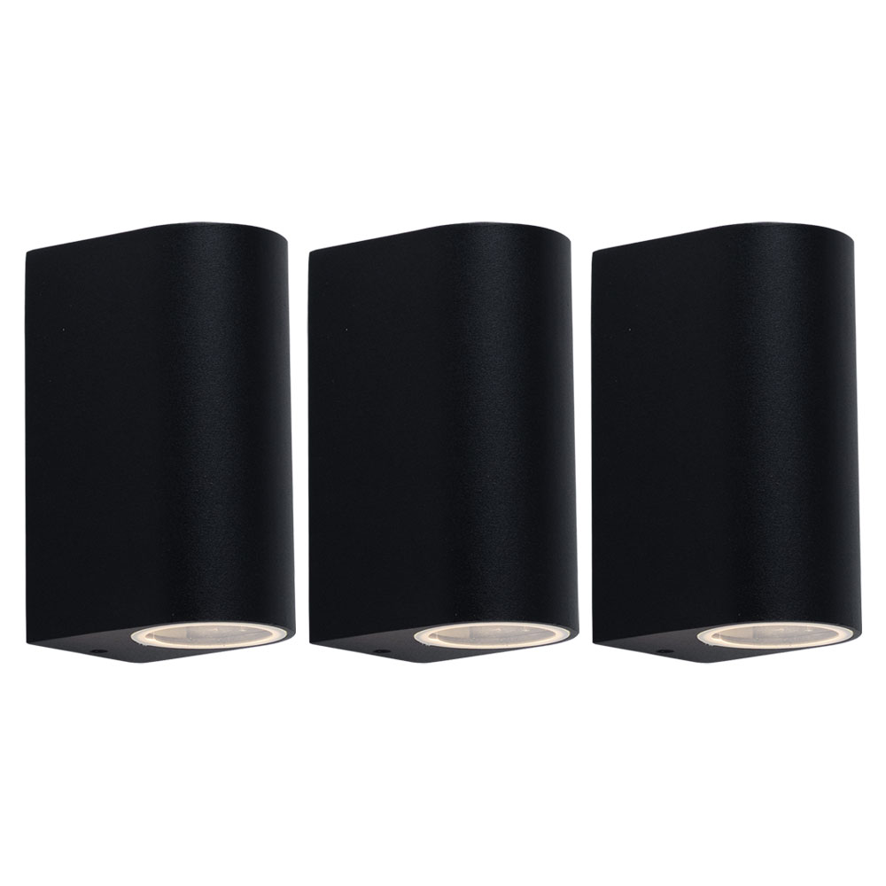 3er Set Wandlampen aus Alu in schwarz für den Außenbereich von etc-shop