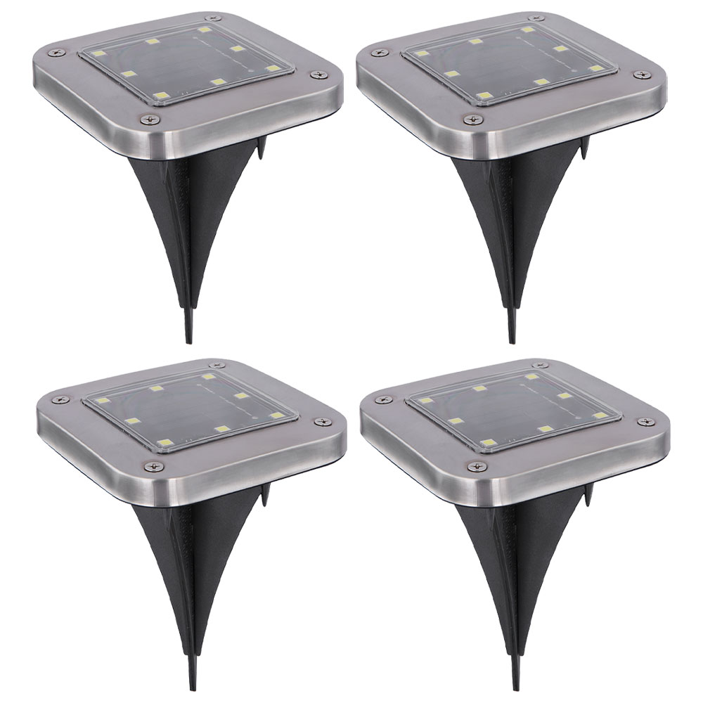 4x LED Solarleuchte, Wegeleuchte, Edelstahl, LxB 10x10 cm von etc-shop