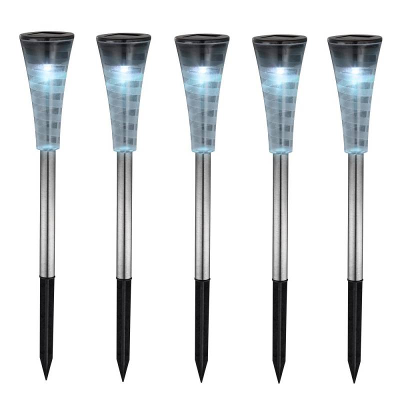 5er Set RGB LED Solarleuchten aus Edelstahl mit Farbwechsler von GLOBO LIGHTING