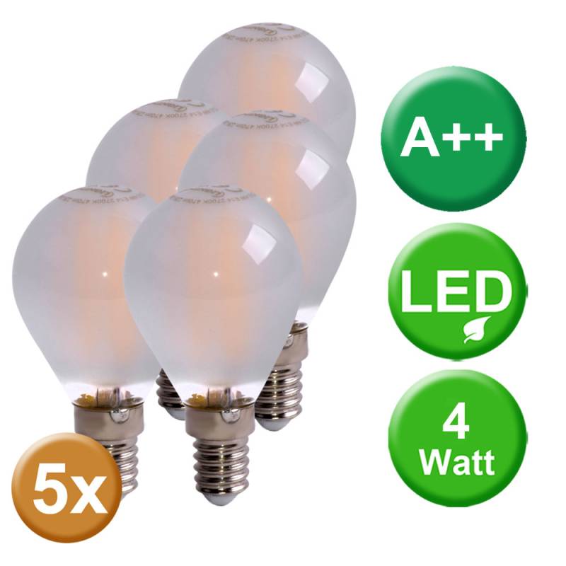 5x LED 4 W Filament E14 Leuchtmittel, 400 Lumen von etc-shop