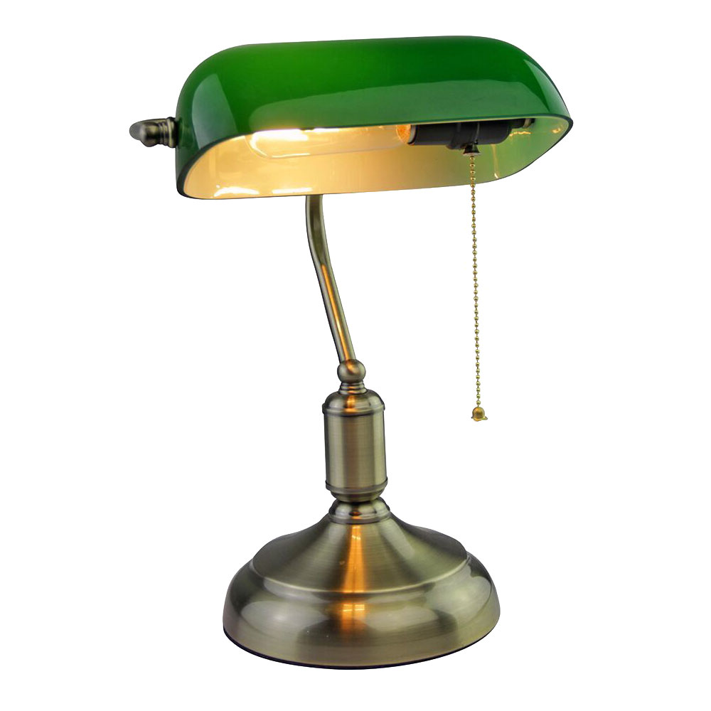 Antike Schreibtischlampe mit grünem Glasschirm VT-7151 von etc-shop
