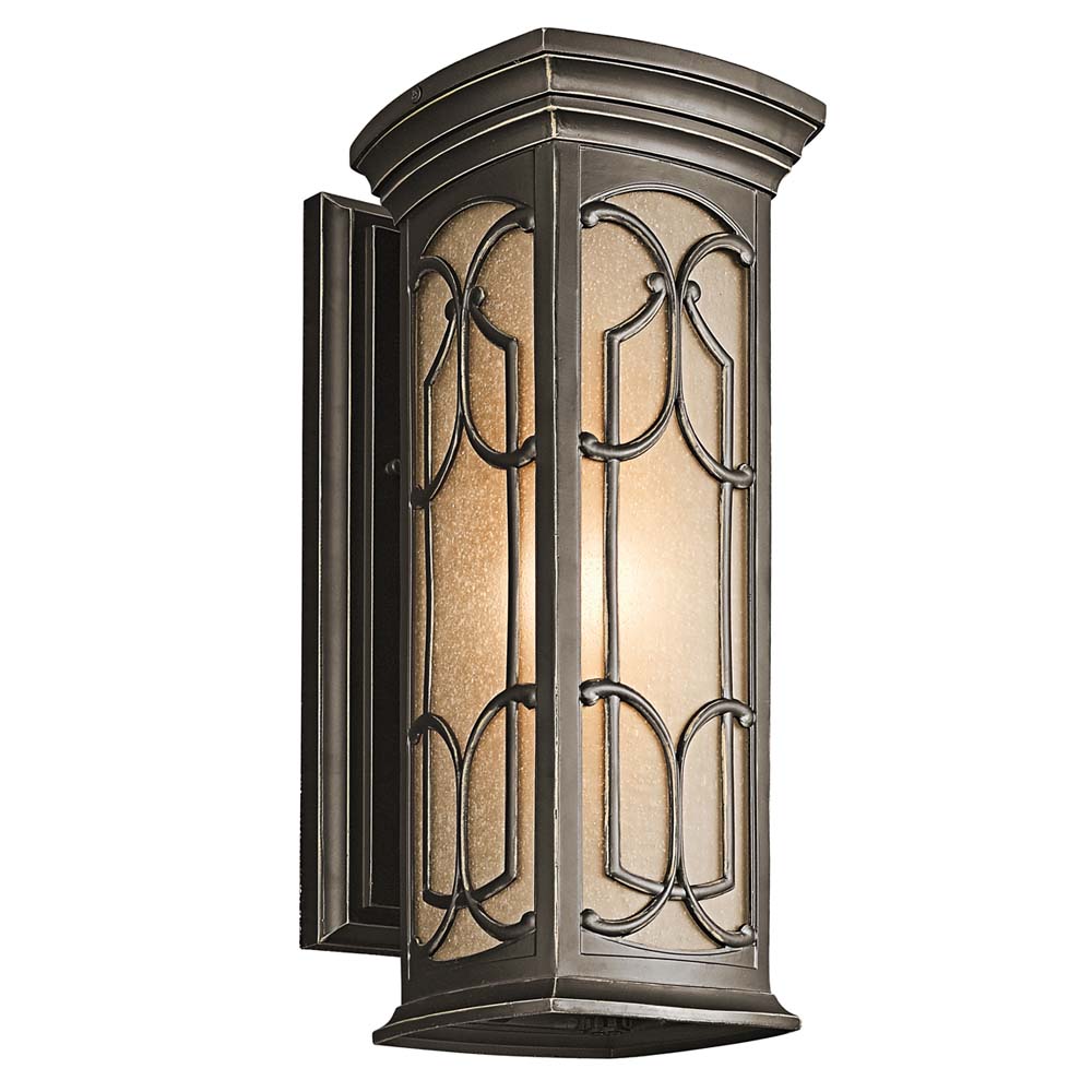 Außenleuchte, Wandlampe, Stahl Glas, Bronze, H 45,7 cm von etc-shop
