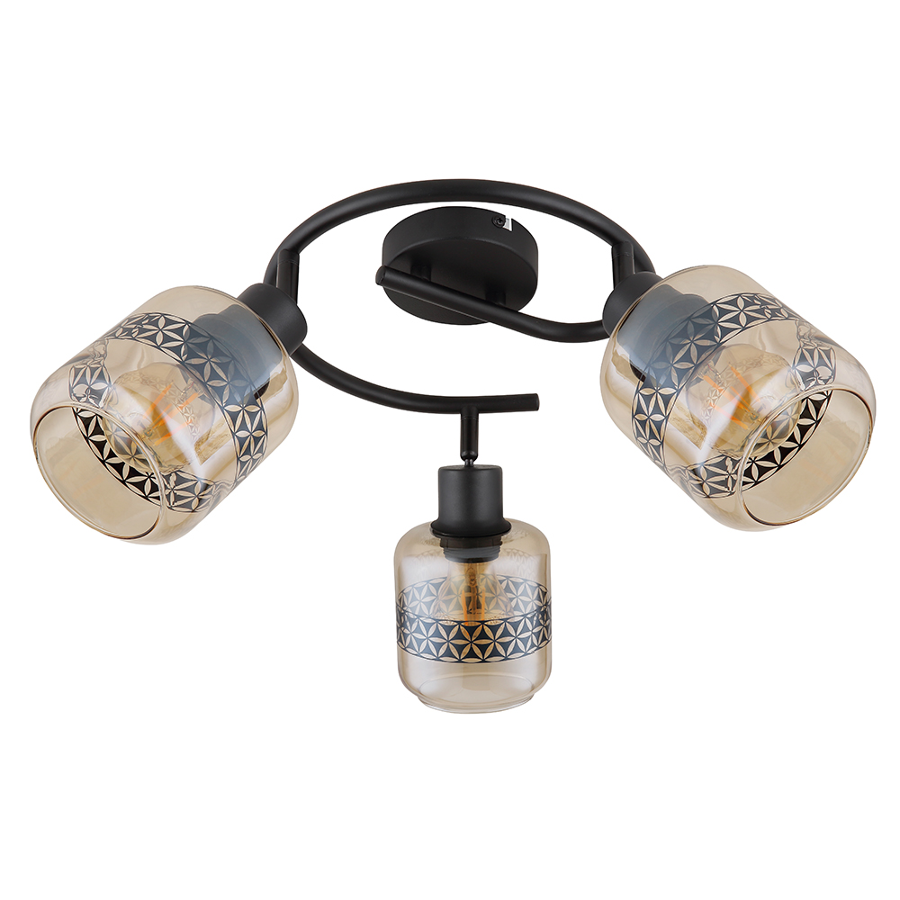 Deckenlampe, flexibel, schwarz, Lebensblume-Dekorband, D25cm von etc-shop