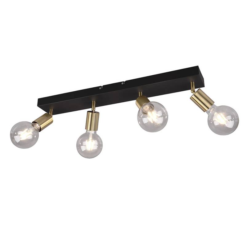 Deckenlampe Spotleiste, verstellbar, 4 flammig, schwarz gold von etc-shop