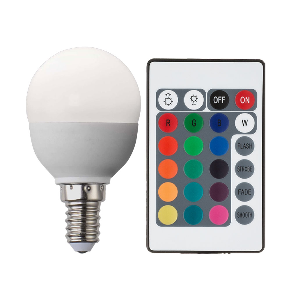 E14 3,5 W RGB-LED Leuchtmittel inklusive Fernbedienung, DxH 5x8,5 cm von etc-shop