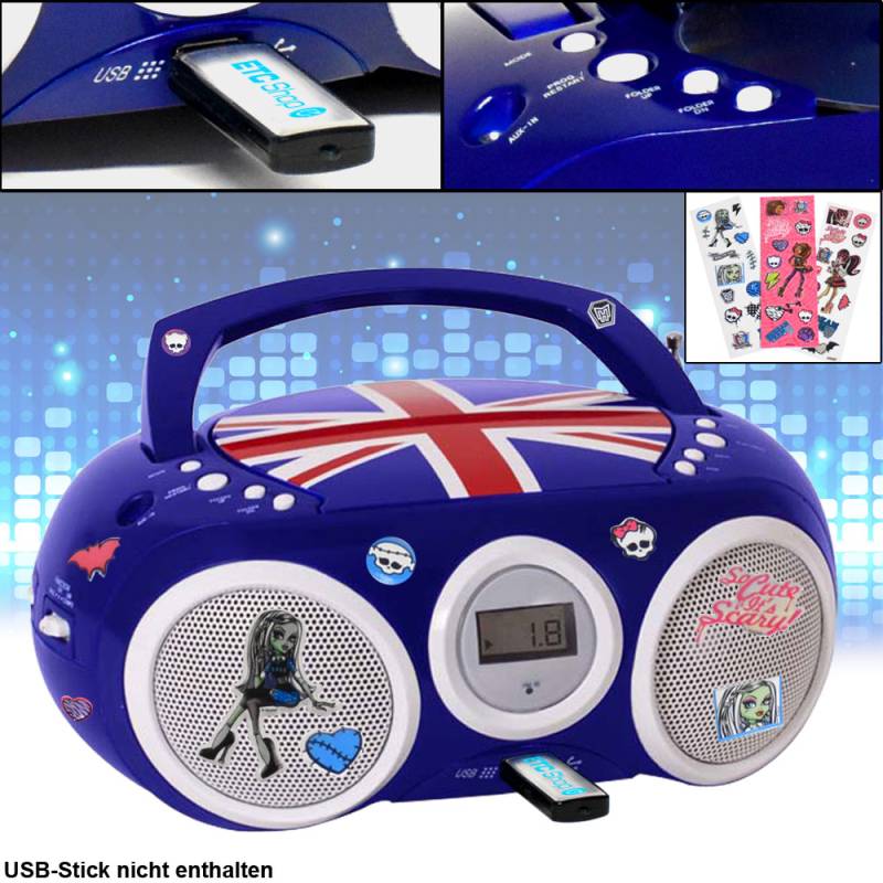 Jungen CD Spieler mit USB Anschluss und Radio mit Sticker von etc-shop