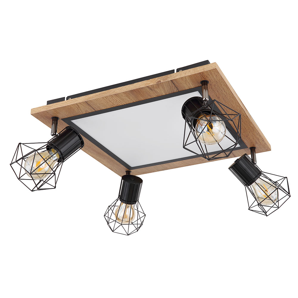 LED Deckenlampe, Holzoptik, Gitterspots schwenkbar, L 45 cm von etc-shop