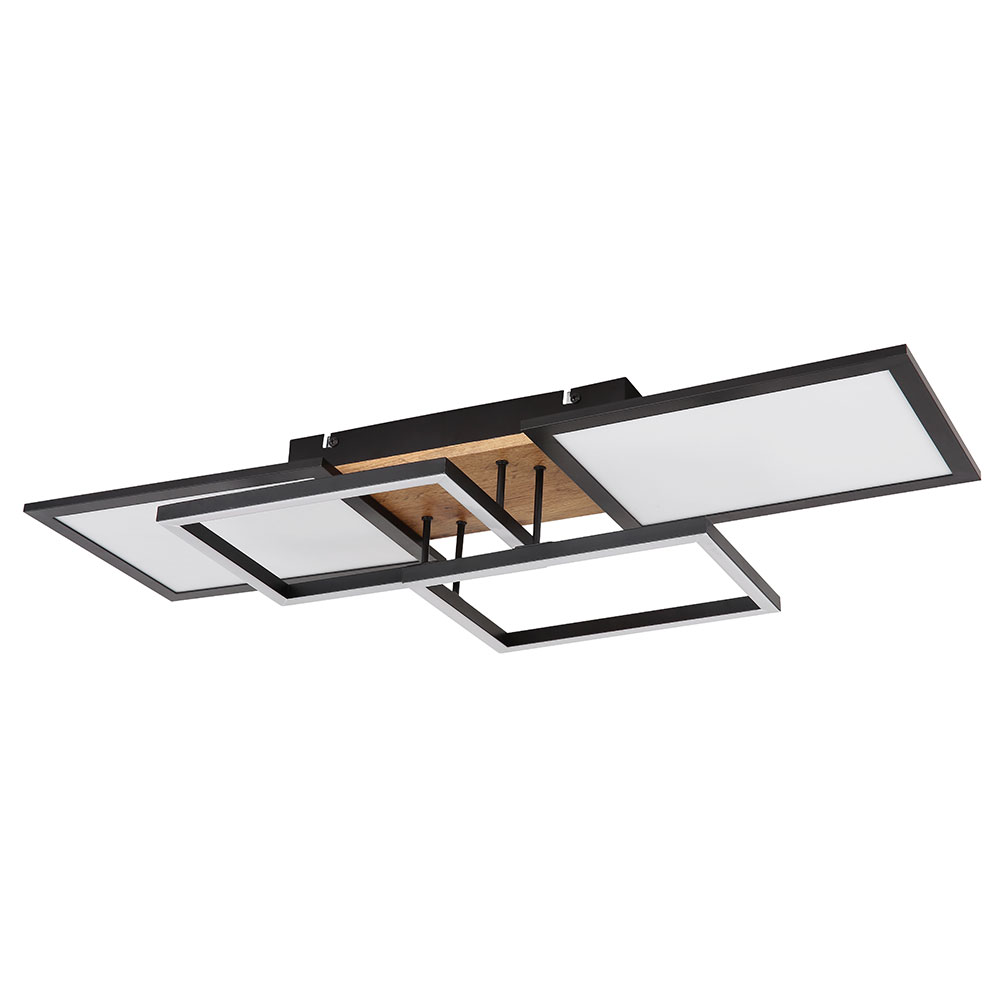 LED Deckenleuchte, Holzoptik, schwarz, opal, L 70cm von etc-shop