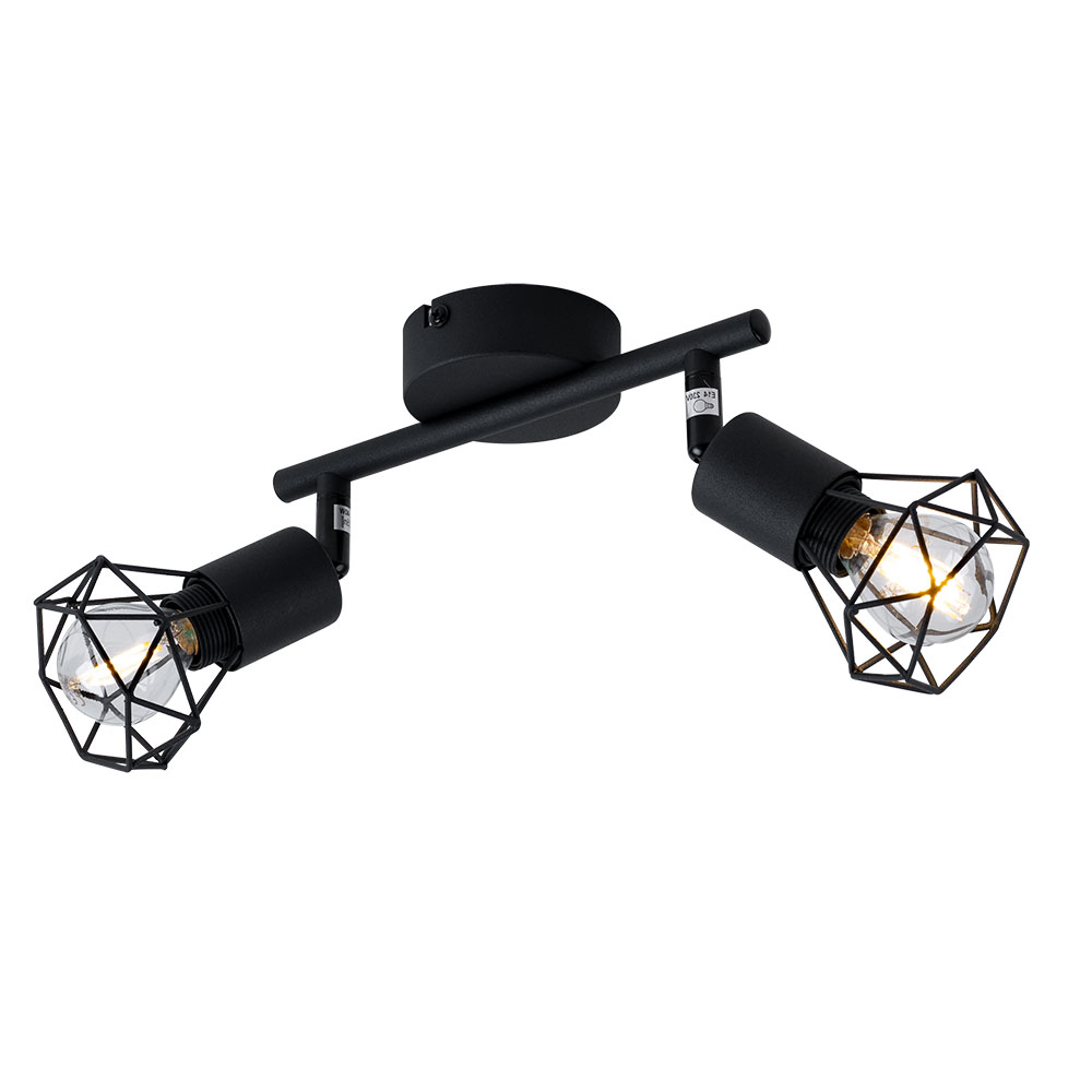 LED Deckenleuchte, Käfig-Design, Spots verstellbar, schwarz, L 22 cm von etc-shop