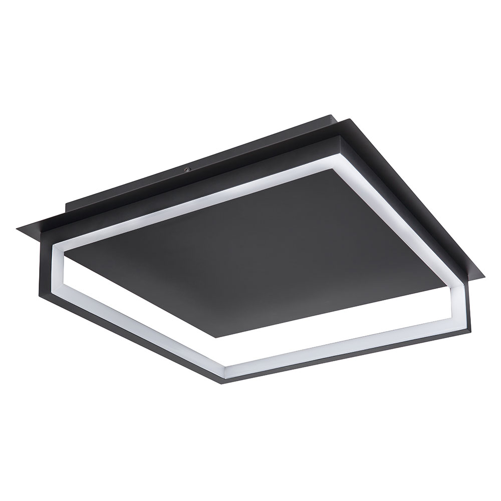 LED Deckenleuchte, quadratisch, schwarz, weiß, L 44 cm von etc-shop