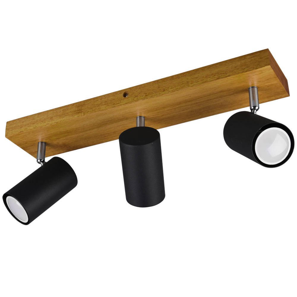 LED Deckenstrahler, Holz, Spots verstellbar L 44 cm von etc-shop