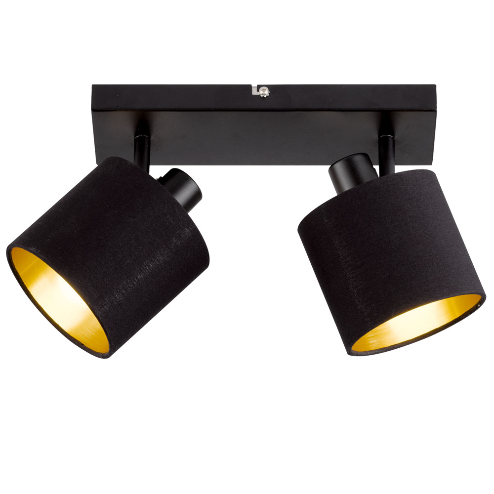 LED Deckenstrahler, schwarz-gold, Spots beweglich, L 28 cm, TOMMY von etc-shop