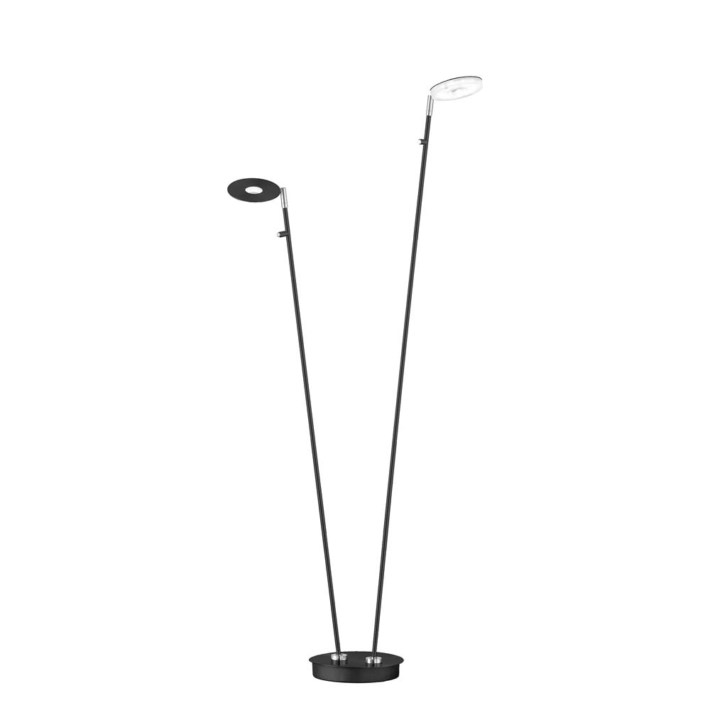 LED Stehleuchte, Metall, Schwarz, 2-Flammig, Dimmbar, H 135 cm von etc-shop